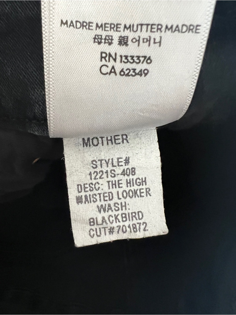 Mother High Waisted Looker Jean In Blackbird Size 26 - Picture 8 of 11